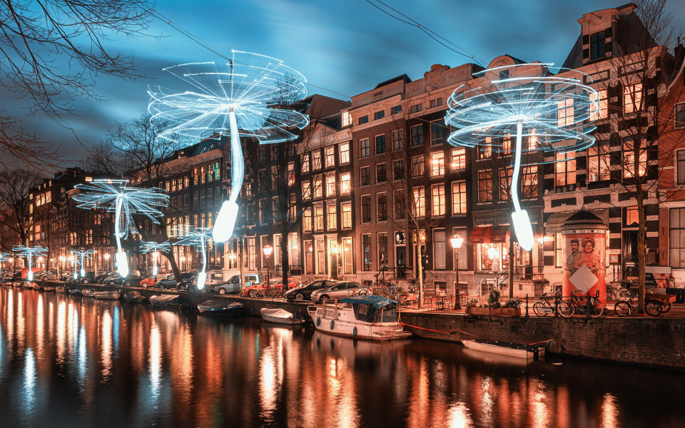 Lichtershow bei dem Amsterdam Light Festival 